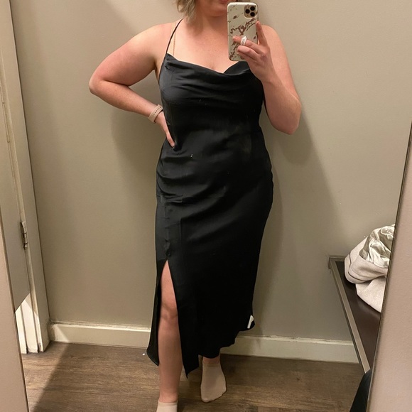Banana Republic | Dresses | Black Satin Midi Dress | Poshmark